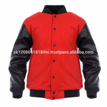Leather sleeve red varsity jacket for men and women
